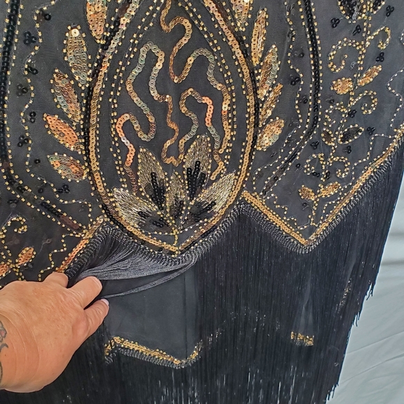 Women's Roaring 20's Flapper Dress Blk/Gold Size XL - Picture 2 of 4